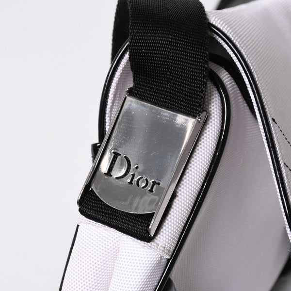 極美品 Christian Dior クリスチャンディオール サドルバッグ ショルダーバッグ RU0012 ナイロンキャンバス パテント ガリアーノ期 中古 4a004774