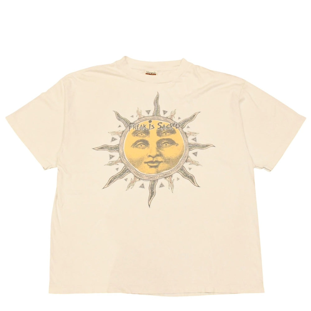 SAINT Mxxxxxx セントマイケル × カクタスプラントフリーマーケット SP SS TEE SUN SM-YS1-0000-C02 ホワイト XLサイズ ヴィンテージ加工 美品 中古 4a006550