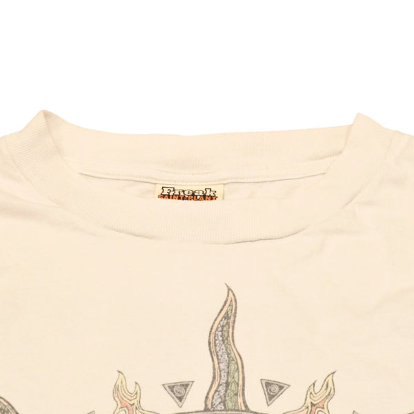 SAINT Mxxxxxx セントマイケル × カクタスプラントフリーマーケット SP SS TEE SUN SM-YS1-0000-C02 ホワイト XLサイズ ヴィンテージ加工 美品 中古 4a006550