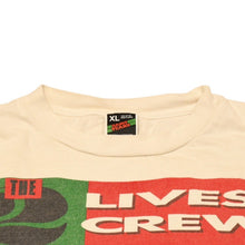将图片加载到图库查看器中。 SAINT Mxxxxxx セントマイケル × デニムティアーズ LIVES CREW TEE セイントティアーズ SM-YS8-0000-C01 ホワイト XLサイズ ヴィンテージ加工 美品 中古 4a006549