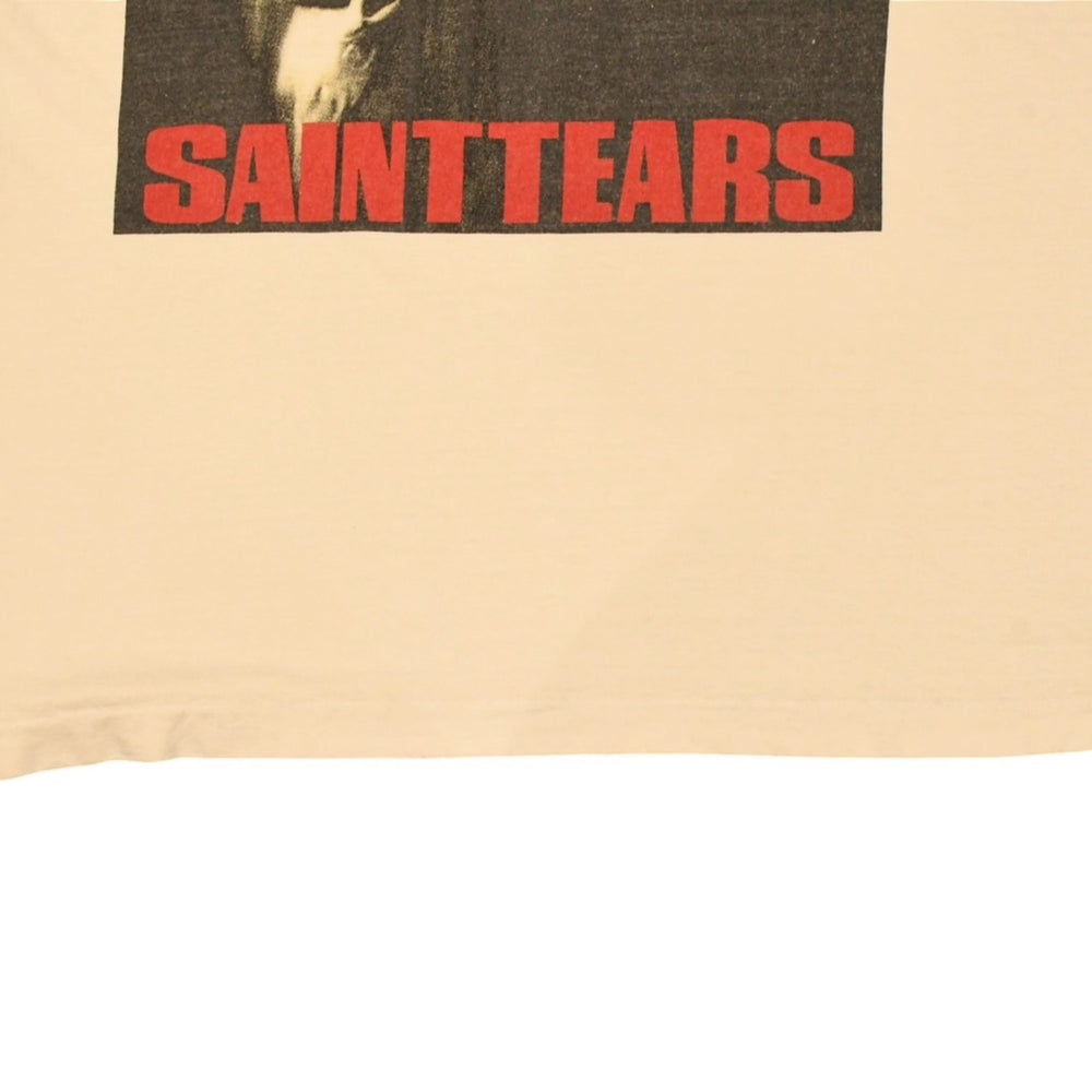 SAINT Mxxxxxx セントマイケル × デニムティアーズ LIVES CREW TEE セイントティアーズ SM-YS8-0000-C01 ホワイト XLサイズ ヴィンテージ加工 美品 中古 4a006549