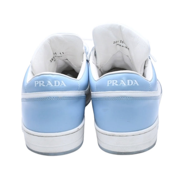 PRADA プラダ スニーカー ダウンタウン レザー トライアングルロゴ 靴 ホワイト ブルー 2EE364 サイズ11 美品 中古 4a006552