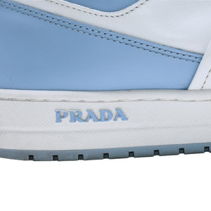PRADA プラダ スニーカー ダウンタウン レザー トライアングルロゴ 靴 ホワイト ブルー 2EE364 サイズ11 美品 中古 4a006552