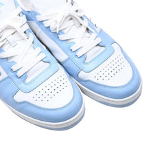 Load the image into the gallery viewer. PRADA プラダ スニーカー ダウンタウン レザー トライアングルロゴ 靴 ホワイト ブルー 2EE364 サイズ11 美品 中古 4a006552