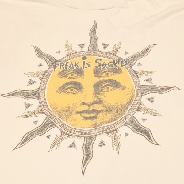 SAINT Mxxxxxx セントマイケル × カクタスプラントフリーマーケット SP SS TEE SUN SM-YS1-0000-C02 ホワイト XLサイズ ヴィンテージ加工 美品 中古 4a006550