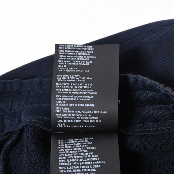 極美品 MIU MIU ミュウミュウ コットンフリース ミニスカート MJD226 ネイビー レディース ロゴパッチ シルバー金具 中古 4a006357