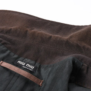 MIU MIU ミュウミュウ 切替ワークジャケット 1990-2000 ダークブラウン 48サイズ ベルトジャケット メンズ 美品 中古 4a006481