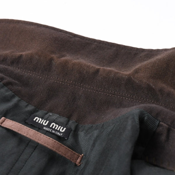 MIU MIU ミュウミュウ 切替ワークジャケット 1990-2000 ダークブラウン 48サイズ ベルトジャケット メンズ 美品 中古 4a006481