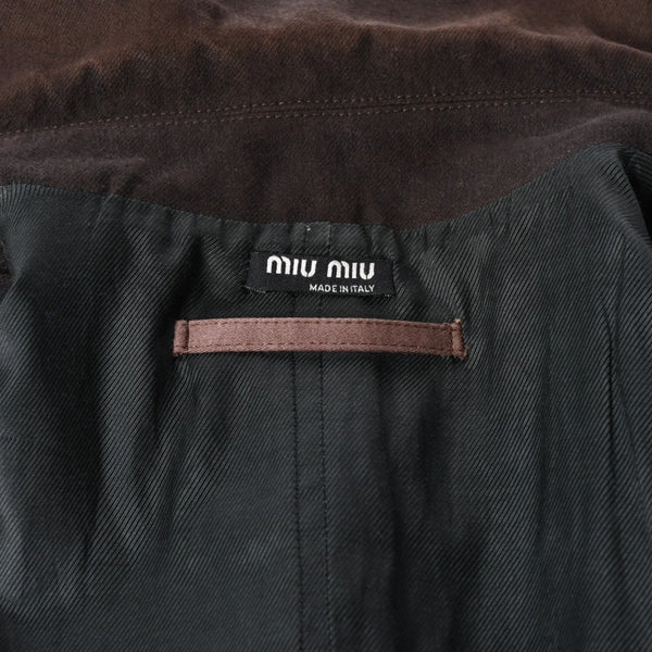 MIU MIU ミュウミュウ 切替ワークジャケット 1990-2000 ダークブラウン 48サイズ ベルトジャケット メンズ 美品 中古 4a006481