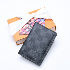 極美品 LOUIS VUITTON ルイ ヴィトン オーガナイザードゥポッシュ カードケース KTイニシャル入り ダミエ ブラック N63143 中古 4a006568