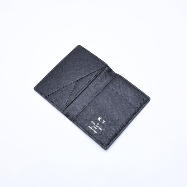 極美品 LOUIS VUITTON ルイ ヴィトン オーガナイザードゥポッシュ カードケース KTイニシャル入り ダミエ ブラック N63143 中古 4a006568