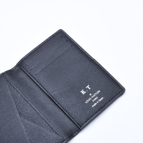 極美品 LOUIS VUITTON ルイ ヴィトン オーガナイザードゥポッシュ カードケース KTイニシャル入り ダミエ ブラック N63143 中古 4a006568