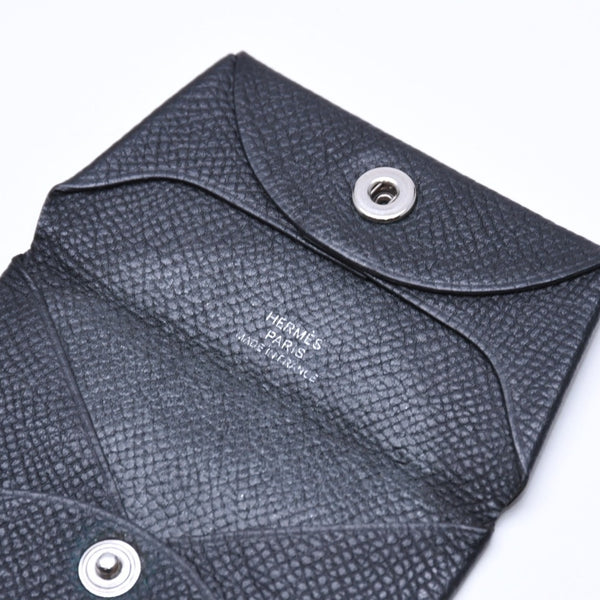 HERMES エルメス 財布 コインケース 小銭入れ バスティア A刻印 ヴォーエプソン シルバー金具 ブラック 美品 中古 4a006648