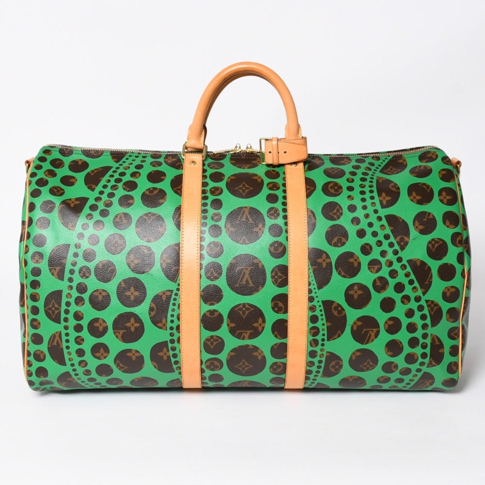 極美品 LOUIS VUITTON ルイヴィトン モノグラム パンプキン キーポルバンドリエール 55 グリーン 2WAY ボストンバッグ 草間彌生 M40696 中古 4a006596