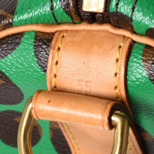 極美品 LOUIS VUITTON ルイヴィトン モノグラム パンプキン キーポルバンドリエール 55 グリーン 2WAY ボストンバッグ 草間彌生 M40696 中古 4a006596