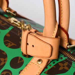 極美品 LOUIS VUITTON ルイヴィトン モノグラム パンプキン キーポルバンドリエール 55 グリーン 2WAY ボストンバッグ 草間彌生 M40696 中古 4a006596