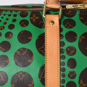 極美品 LOUIS VUITTON ルイヴィトン モノグラム パンプキン キーポルバンドリエール 55 グリーン 2WAY ボストンバッグ 草間彌生 M40696 中古 4a006596