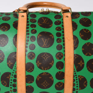 極美品 LOUIS VUITTON ルイヴィトン モノグラム パンプキン キーポルバンドリエール 55 グリーン 2WAY ボストンバッグ 草間彌生 M40696 中古 4a006596
