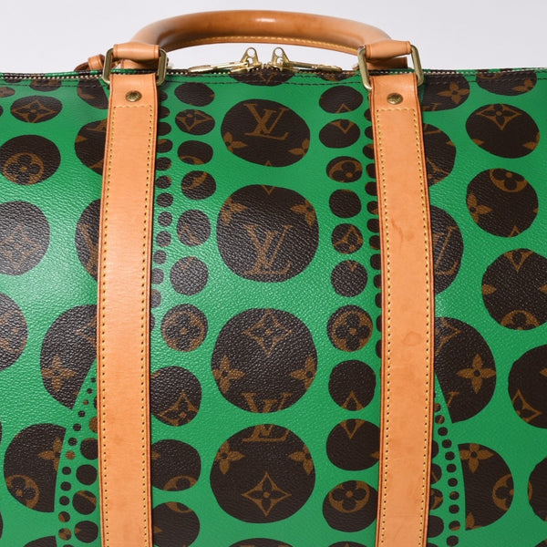 極美品 LOUIS VUITTON ルイヴィトン モノグラム パンプキン キーポルバンドリエール 55 グリーン 2WAY ボストンバッグ 草間彌生 M40696 中古 4a006596