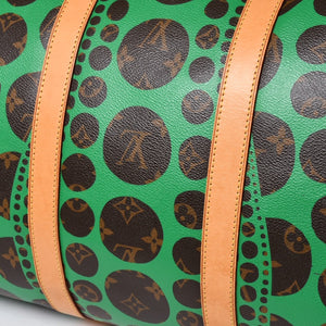 極美品 LOUIS VUITTON ルイヴィトン モノグラム パンプキン キーポルバンドリエール 55 グリーン 2WAY ボストンバッグ 草間彌生 M40696 中古 4a006596