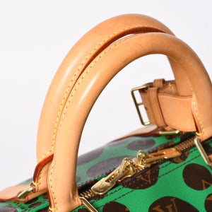 極美品 LOUIS VUITTON ルイヴィトン モノグラム パンプキン キーポルバンドリエール 55 グリーン 2WAY ボストンバッグ 草間彌生 M40696 中古 4a006596