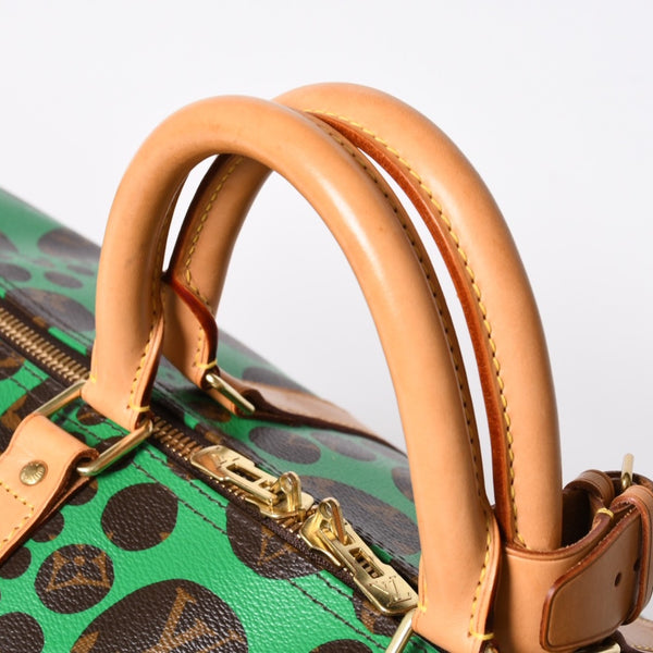 極美品 LOUIS VUITTON ルイヴィトン モノグラム パンプキン キーポルバンドリエール 55 グリーン 2WAY ボストンバッグ 草間彌生 M40696 中古 4a006596