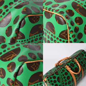 極美品 LOUIS VUITTON ルイヴィトン モノグラム パンプキン キーポルバンドリエール 55 グリーン 2WAY ボストンバッグ 草間彌生 M40696 中古 4a006596