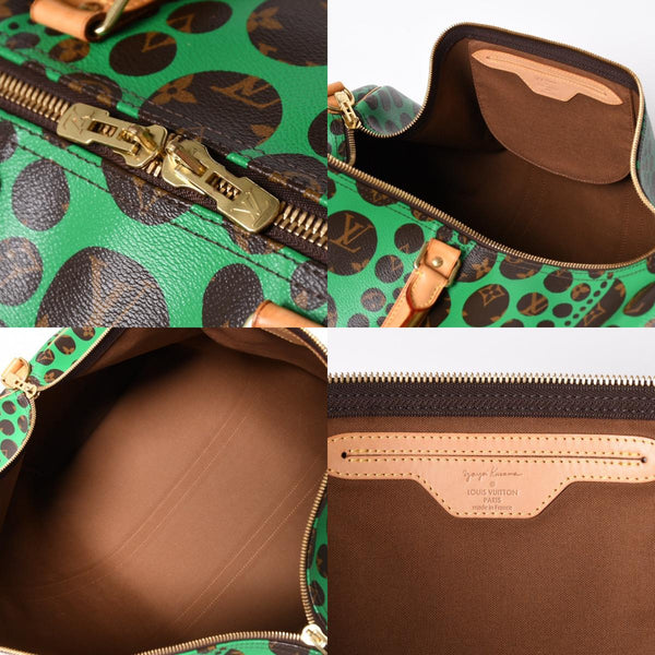 極美品 LOUIS VUITTON ルイヴィトン モノグラム パンプキン キーポルバンドリエール 55 グリーン 2WAY ボストンバッグ 草間彌生 M40696 中古 4a006596
