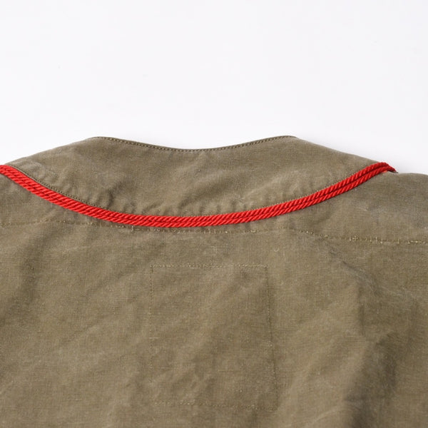 極美品 READYMADE レディメイド ベースボールシャツ 半袖シャツ JAPAN製 コットン オリーブ レッド サイズ3 中古 4a006546