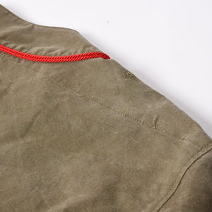 極美品 READYMADE レディメイド ベースボールシャツ 半袖シャツ JAPAN製 コットン オリーブ レッド サイズ3 中古 4a006546