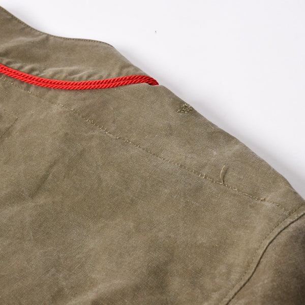 極美品 READYMADE レディメイド ベースボールシャツ 半袖シャツ JAPAN製 コットン オリーブ レッド サイズ3 中古 4a006546