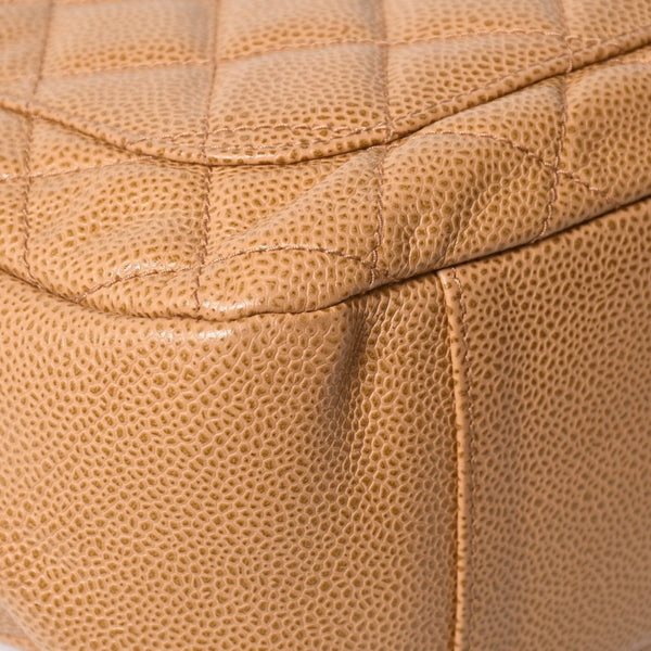極美品 CHANEL シャネル チェーンワンショルダーバッグ 8番台 ココマーク パッチ キャビアスキン ベージュ ゴールド金具 中古 4a006583