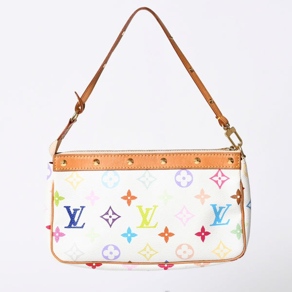 極美品 LOUIS VUITTON ルイヴィトン ポシェット アクセソワール アクセサリーポーチ M92649 モノグラム マルチカラー 村上隆 中古 4a006586
