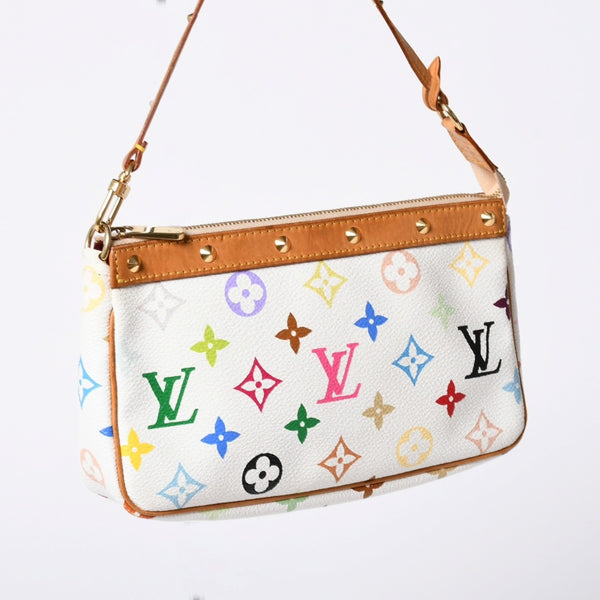 極美品 LOUIS VUITTON ルイヴィトン ポシェット アクセソワール アクセサリーポーチ M92649 モノグラム マルチカラー 村上隆 中古 4a006586