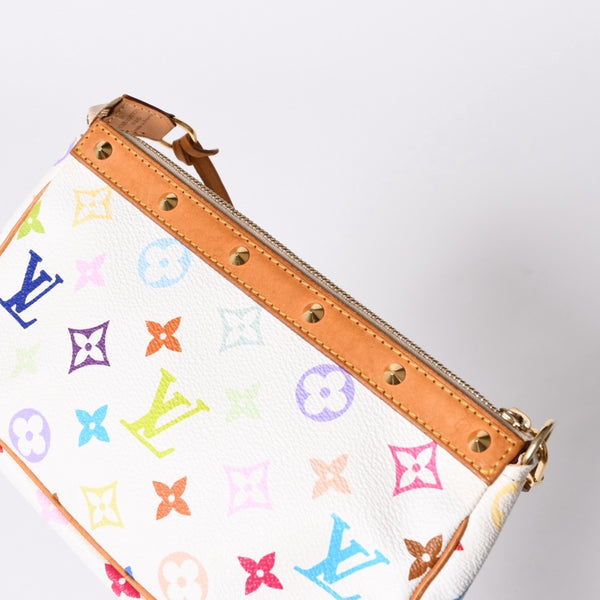 極美品 LOUIS VUITTON ルイヴィトン ポシェット アクセソワール アクセサリーポーチ M92649 モノグラム マルチカラー 村上隆 中古 4a006586