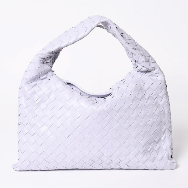 極美品 BOTTEGA VENETA ボッテガヴェネタ スモール ホップ イントレチャート ワンショルダーバッグ レザー パープル 中古 4a006399