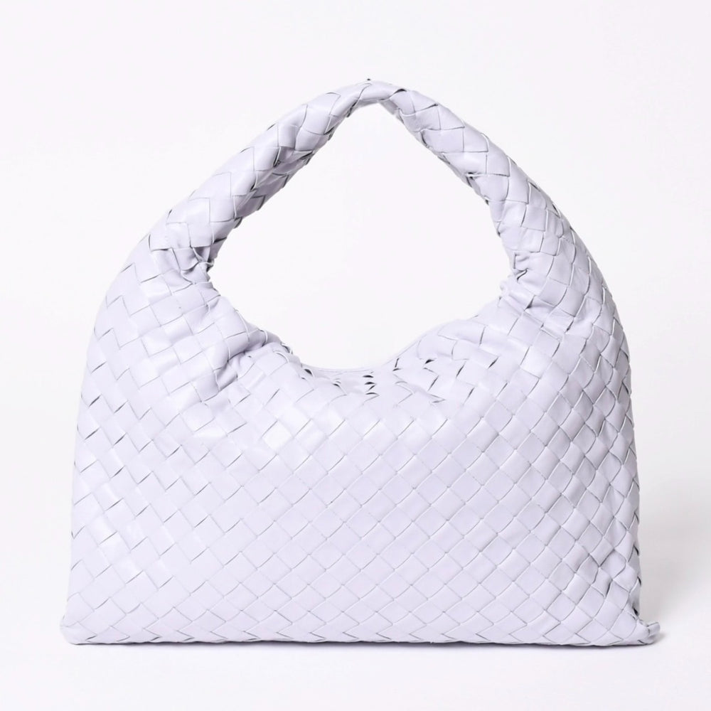 極美品 BOTTEGA VENETA ボッテガヴェネタ スモール ホップ イントレチャート ワンショルダーバッグ レザー パープル 中古 4a006399