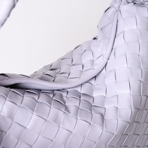 極美品 BOTTEGA VENETA ボッテガヴェネタ スモール ホップ イントレチャート ワンショルダーバッグ レザー パープル 中古 4a006399