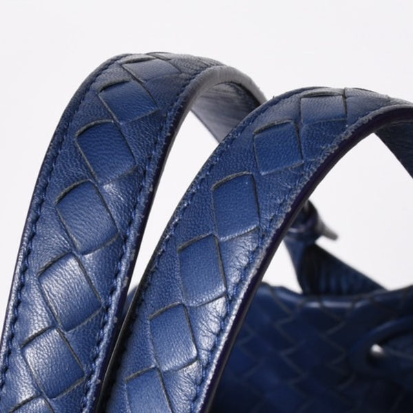 極美品 BOTTEGA VENETA ボッテガヴェネタ ガルダ イントレチャート トートバッグ レザー ネイビー ブルー 179320 中古 4a006677
