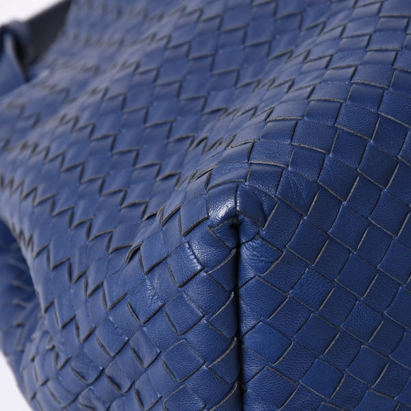 極美品 BOTTEGA VENETA ボッテガヴェネタ ガルダ イントレチャート トートバッグ レザー ネイビー ブルー 179320 中古 4a006677