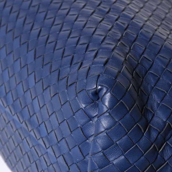 極美品 BOTTEGA VENETA ボッテガヴェネタ ガルダ イントレチャート トートバッグ レザー ネイビー ブルー 179320 中古 4a006677