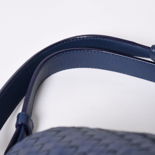 極美品 BOTTEGA VENETA ボッテガヴェネタ ガルダ イントレチャート トートバッグ レザー ネイビー ブルー 179320 中古 4a006677