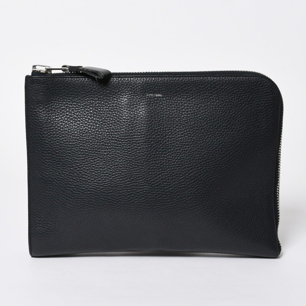 TOM FORD トムフォード クラッチバッグ セカンドバッグ クラッチバッグ H0355P 026 AAD ネイビー レザー シルバー金具 美品 中古 4a006585
