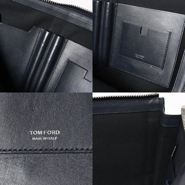 TOM FORD トムフォード クラッチバッグ セカンドバッグ クラッチバッグ H0355P 026 AAD ネイビー レザー シルバー金具 美品 中古 4a006585