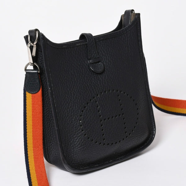 極美品 HERMES エルメス EVELYNE TPM エヴリン TPM ショルダーバッグ T刻印 トリヨンクレマンス ブラック 2015年製 シルバー金具 中古 4a006777