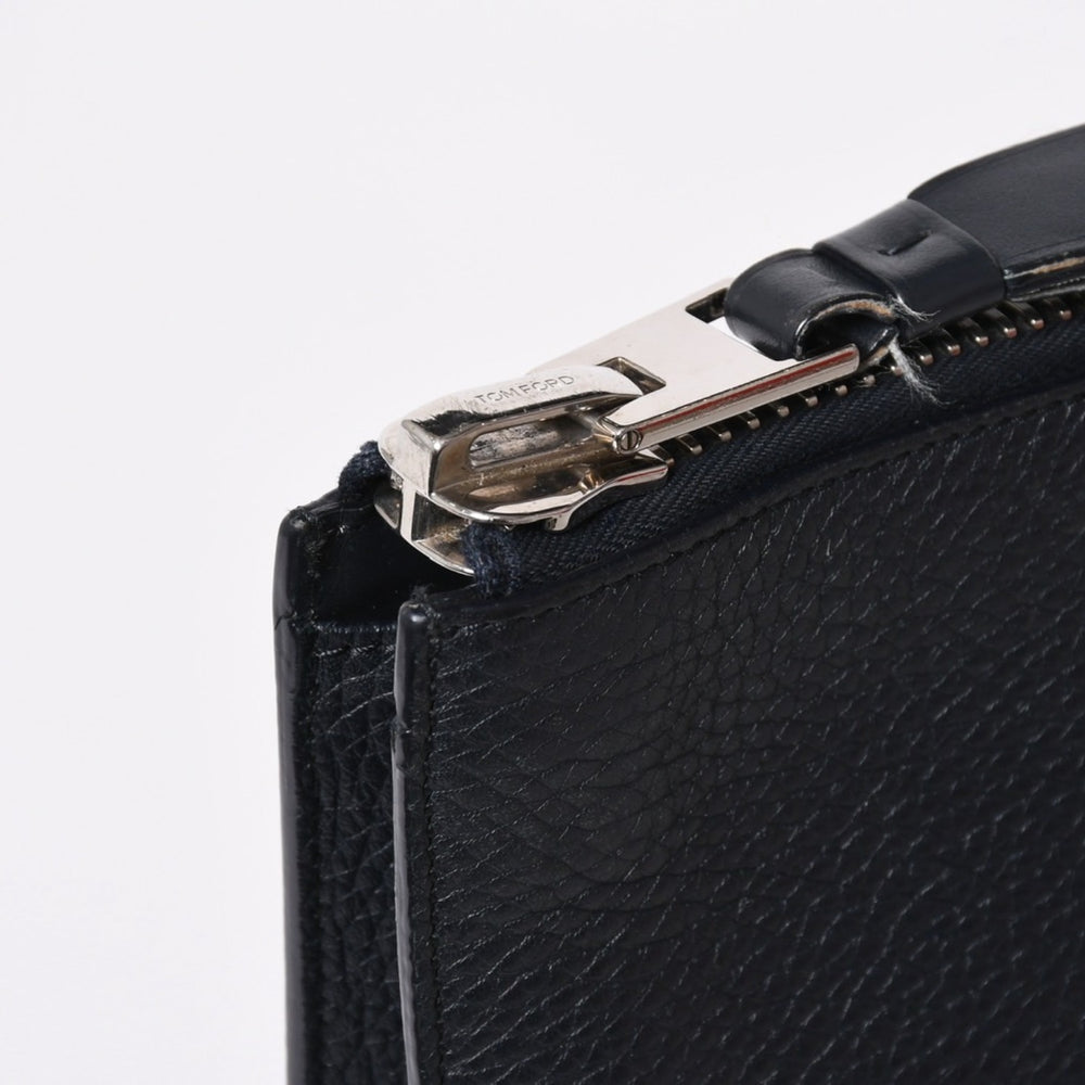 TOM FORD トムフォード クラッチバッグ セカンドバッグ クラッチバッグ H0355P 026 AAD ネイビー レザー シルバー金具 美品 中古 4a006585