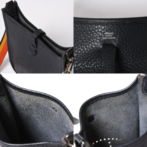 極美品 HERMES エルメス EVELYNE TPM エヴリン TPM ショルダーバッグ T刻印 トリヨンクレマンス ブラック 2015年製 シルバー金具 中古 4a006777