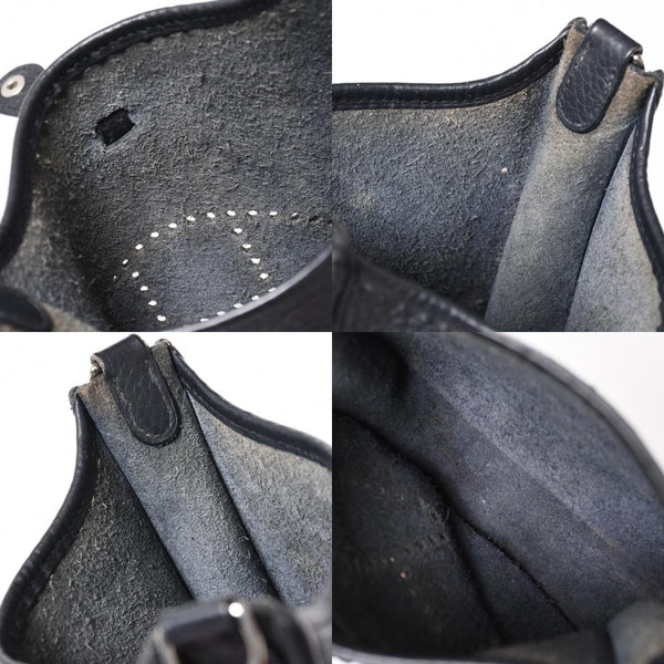 極美品 HERMES エルメス EVELYNE TPM エヴリン TPM ショルダーバッグ T刻印 トリヨンクレマンス ブラック 2015年製 シルバー金具 中古 4a006777