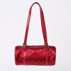 極美品 LOUIS VUITTON ルイヴィトン リトル パピヨン ハンドバッグ M92353 モノグラム サテン キャンバス レザー レッド 中古 4a006595