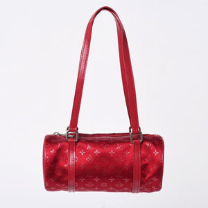 極美品 LOUIS VUITTON ルイヴィトン リトル パピヨン ハンドバッグ M92353 モノグラム サテン キャンバス レザー レッド 中古 4a006595